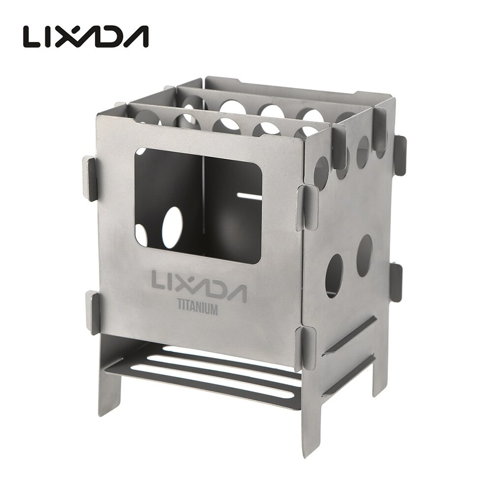Lixada Titanium Camping Stove Portable Lightweight Folding Stainless Steel Wood Stove Pocket Stove Outdoor Camping Backpacking: Titanium