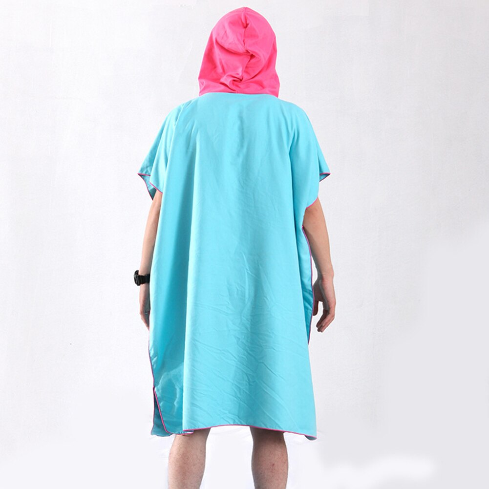 Beach Home Hooded Cloak Unisex Changing Bath Towel Microfiber Swimmers Sports Adults Poncho Bathrobe Quick-dry Outdoor: Sky blue