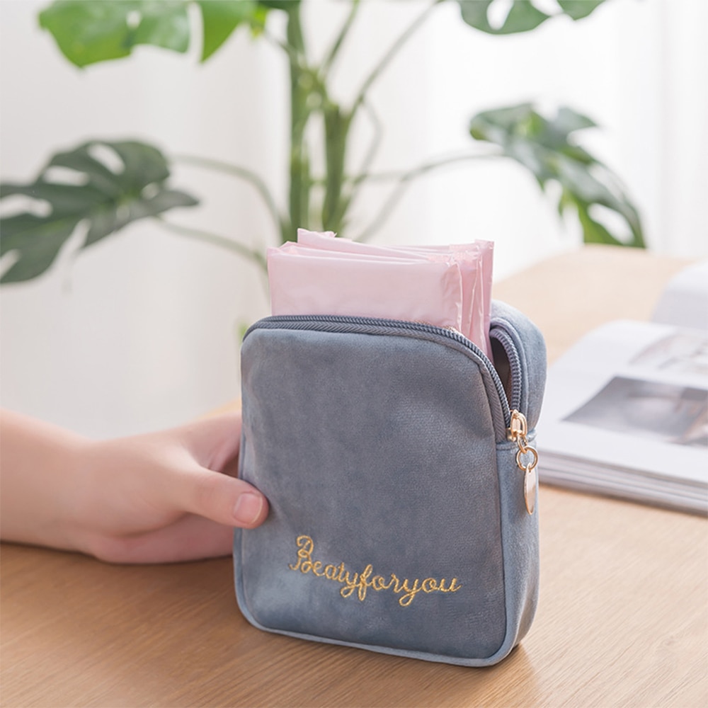 Sanitary Napkin Storage Bag Canvas Pad Makeup Bag Coin Purse Jewelry Organizer Credit Card Pouch Case Tampon Packaging
