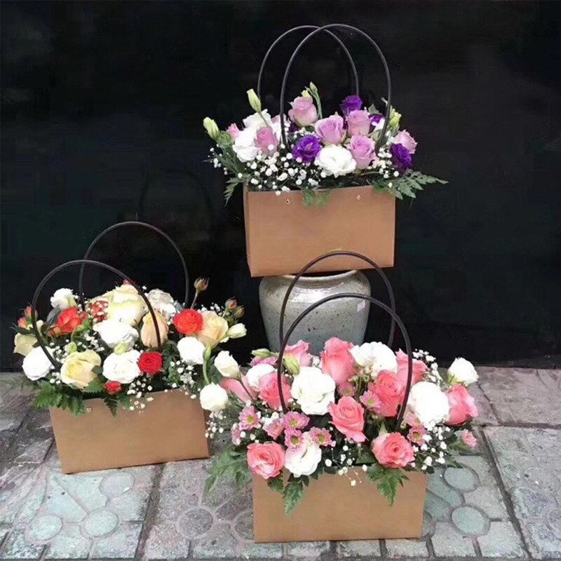 Pvc rektangulær smuk vandtæt blomster håndtaske taske skåret opbevaring snavs opbevaringspose vaskbar kraftpapirpose