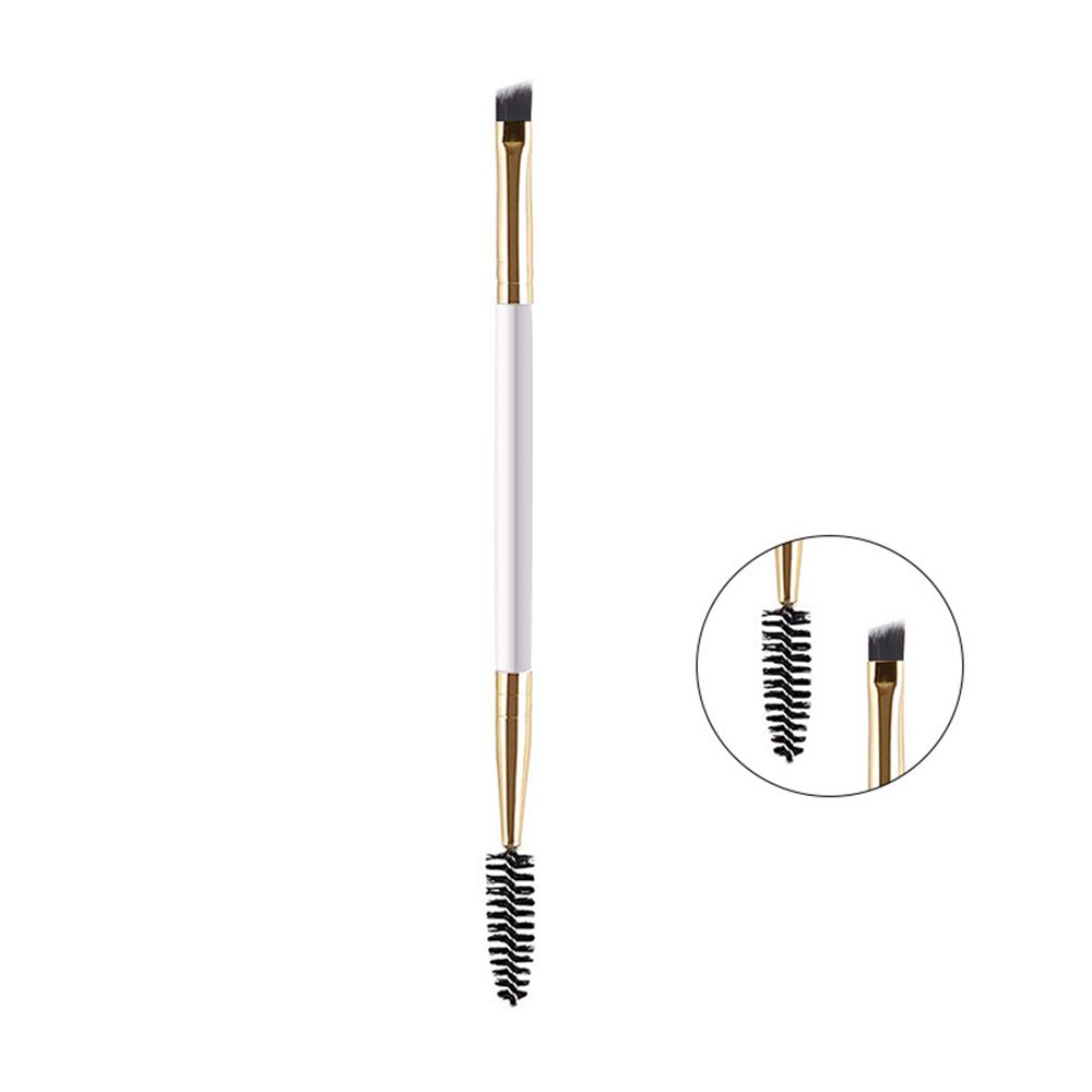 1 stks tweekoppige wenkbrauwborstel spiraal diagonale hoek make-upborstel houten handvat mee te nemen mooie make-up tools schoonheid: YELLOW