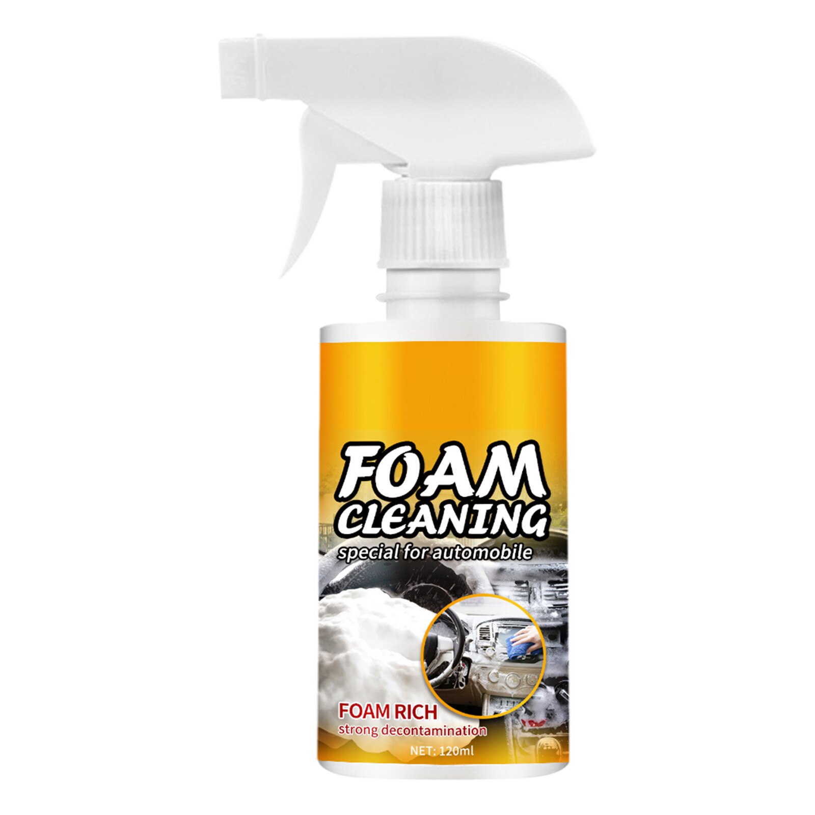 Multipurpose Foam Cleaner for Car Seat Steering Wheel Rinse-Free Car Interior Cleaner Easy to Use PR