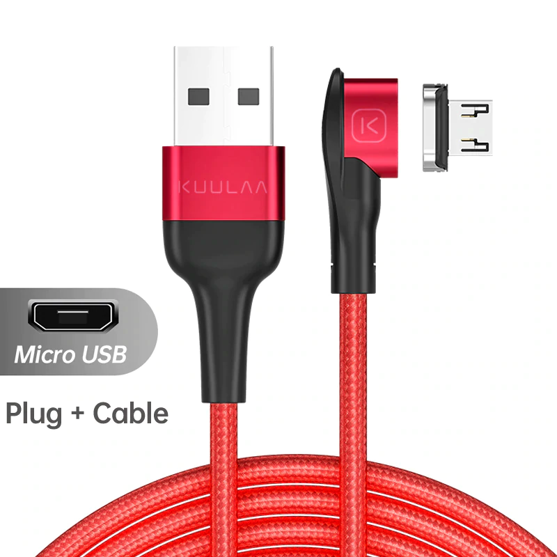 Kuulaa magnetische oplaadkabel usb type c micro-oplaadkabel voor iphone 12 11 samsung huawei xiaomi snellaadkabel usb-kabel: Rood voor micro