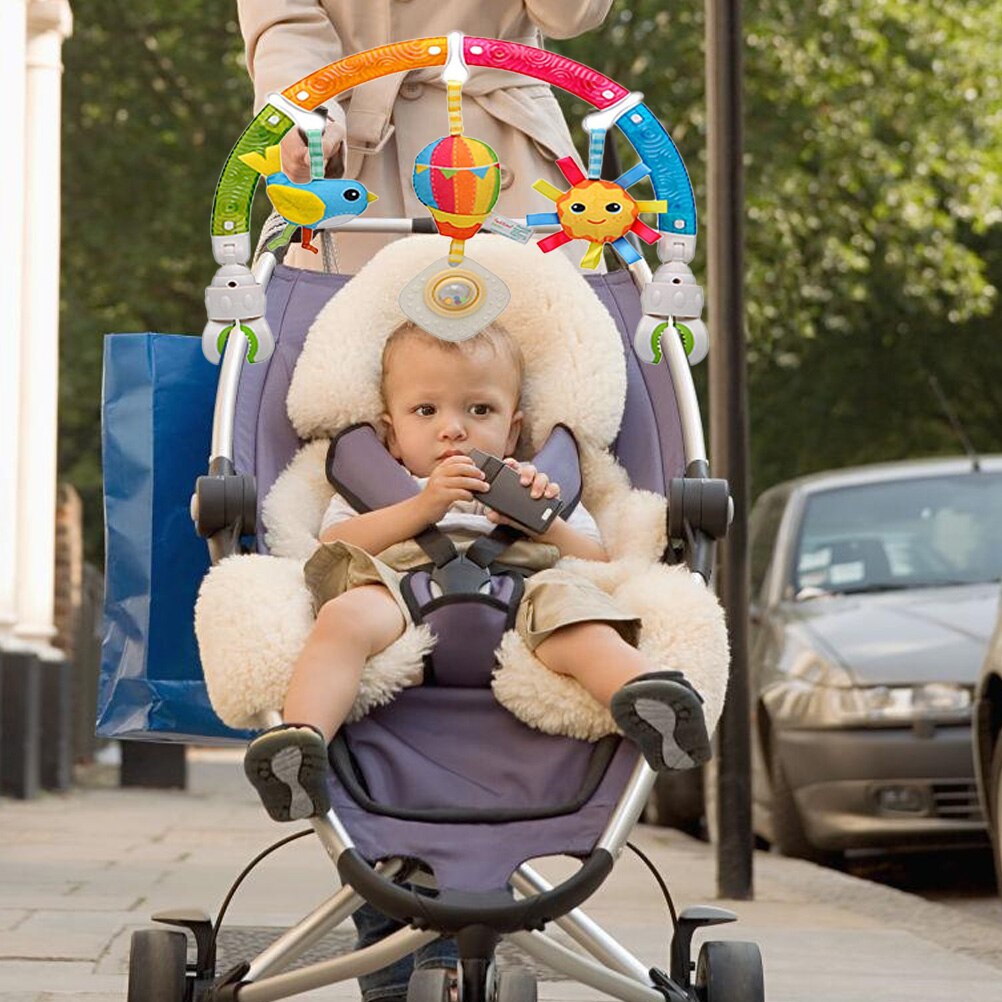Baby Stroller Arched Rainbow Rattle Toy Safety Seat Bed Clip Hanging Pendant Baby Rattle Toy