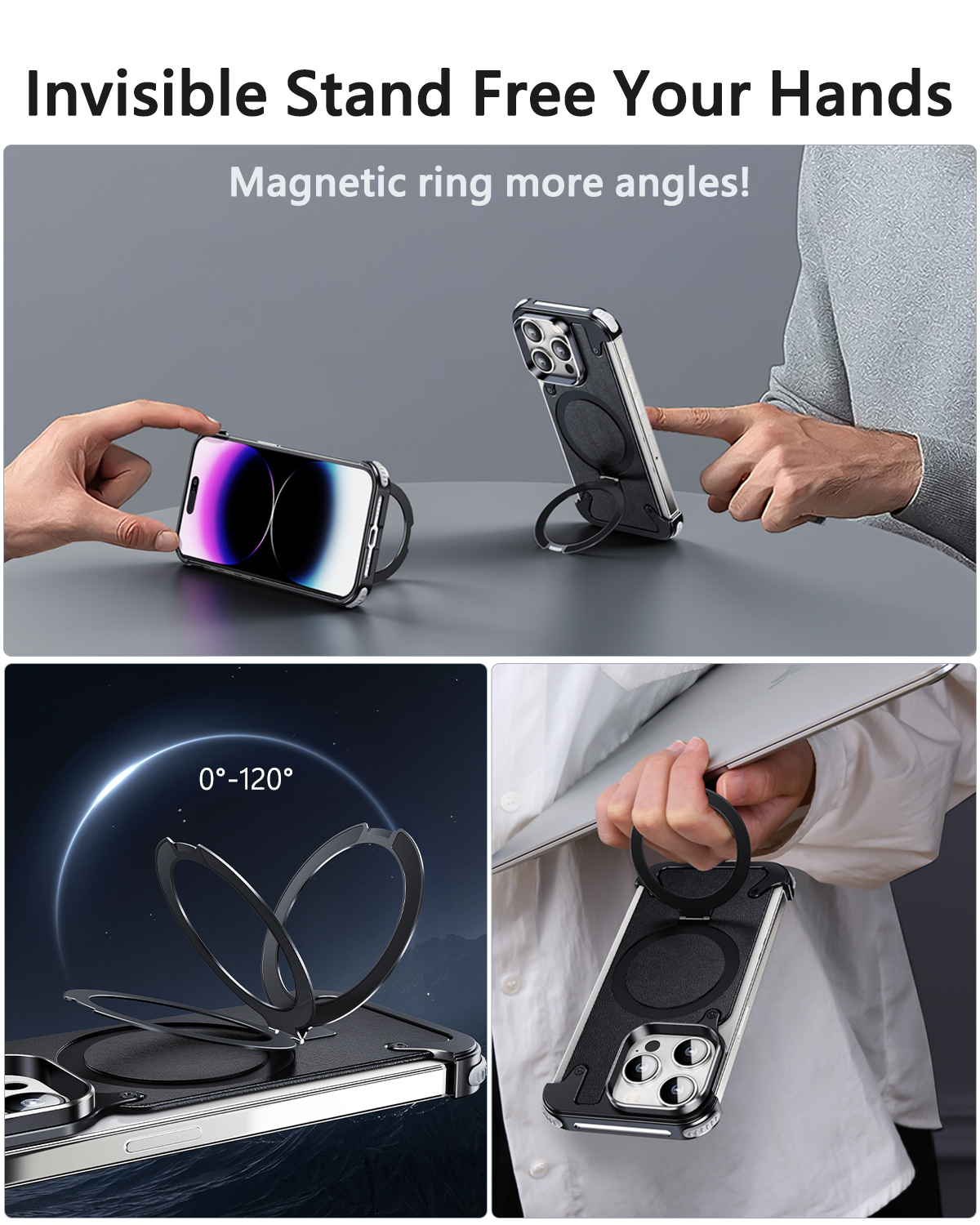 Oatsbasf Magsafe Telefoonhoesje Voor Iphone 13pro/Pro Max W/Vinger Ringhouder Anti-Botsing Lichtgewicht Telefoon Volledige Dekking