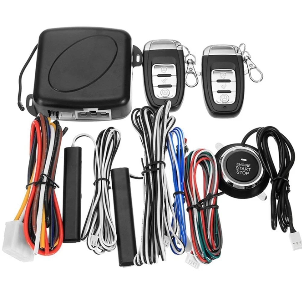 OkeyTech 12V Universal Auto Car Keyless Entry Start System Car Alarm PKE Remote System One Start Stop pulsante motore