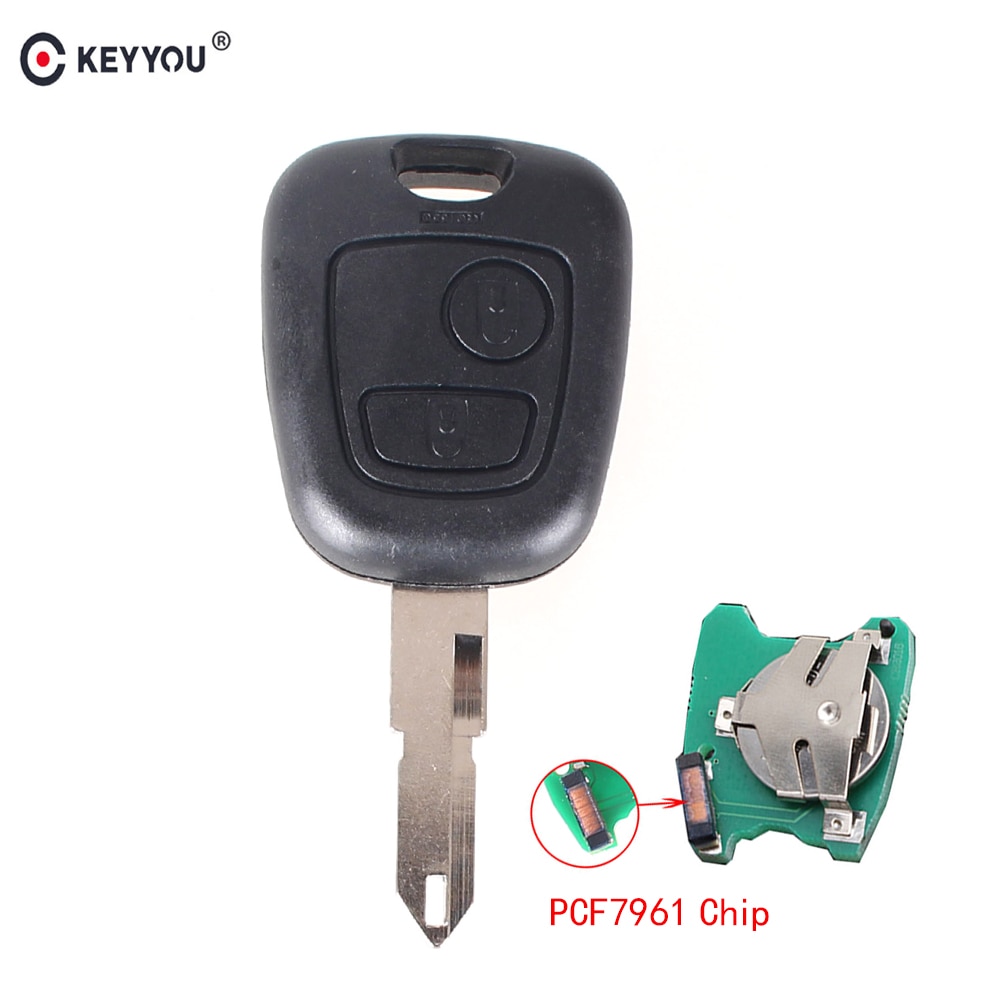 Keyyou 2 Knoppen PCF7961 Transponder Chip Afstandsbediening Auto Sleutel Voor Peugeot 206 306 405 433Mhz Sleutel Met Pcb batterij NE73 Blade