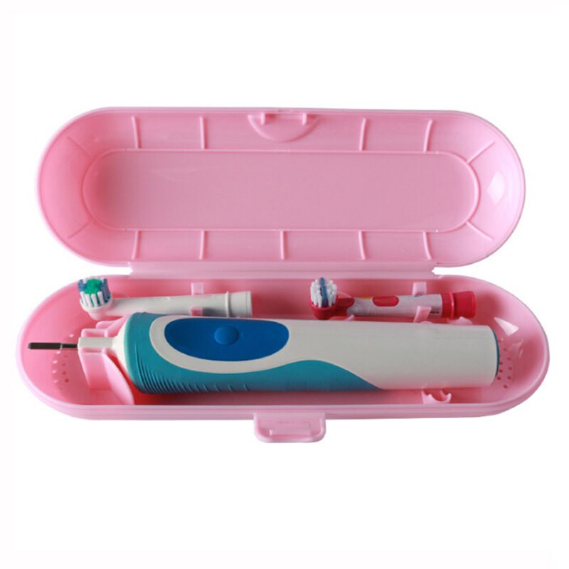 Bærbar elektrisk tandbørste rejsetaske udskiftning af hovedholderboks til oral b familie udendørs tandbørstebeskyttende opbevaring: 1pc lyserøde æsker