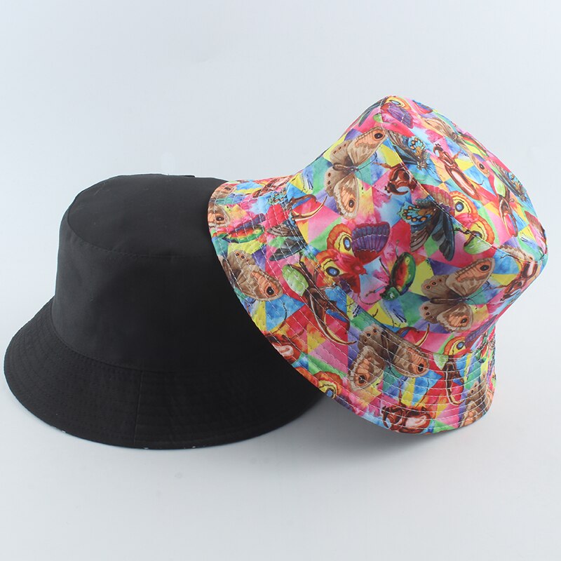 Sombrero de pescador con forma de mariposa para hombre y mujer, gorra de pescador Reversible, protección solar, playa, pesca, Bob: colorful butterfly