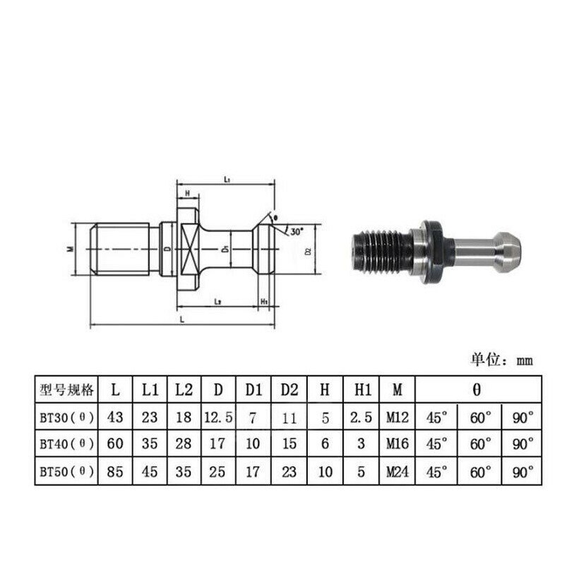 2Pcs BT30 X 45 Graden Pull Stud Retention Knop Cnc Frezen Gereedschaphouder Cnc Freesmachine