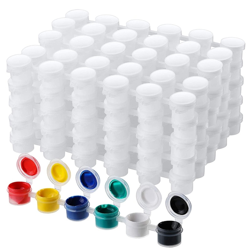 50 Strips Lege Verf Strips Verf Cup Potten Clear Storage Verf Containers Mini Schilderij Cup Pot 3Ml/ 0.1 oz: Default Title
