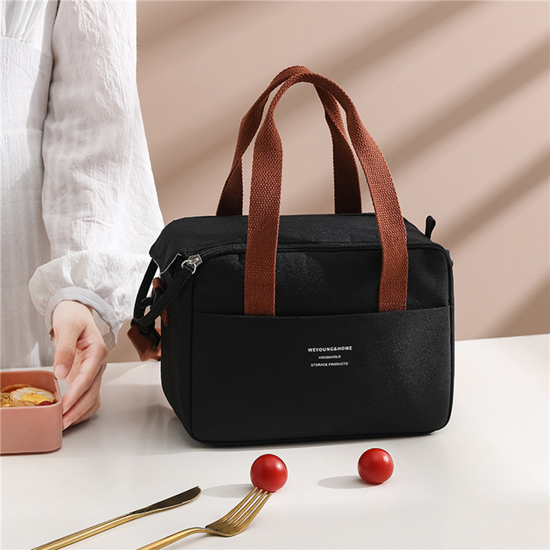 Przenośna torba na lunch dla OL Women Izolowane termicznie pudełko na lunch Tote Cooler Handbag Wodoodporna torba na ramię Bento Pouch Office Food: Beżowy