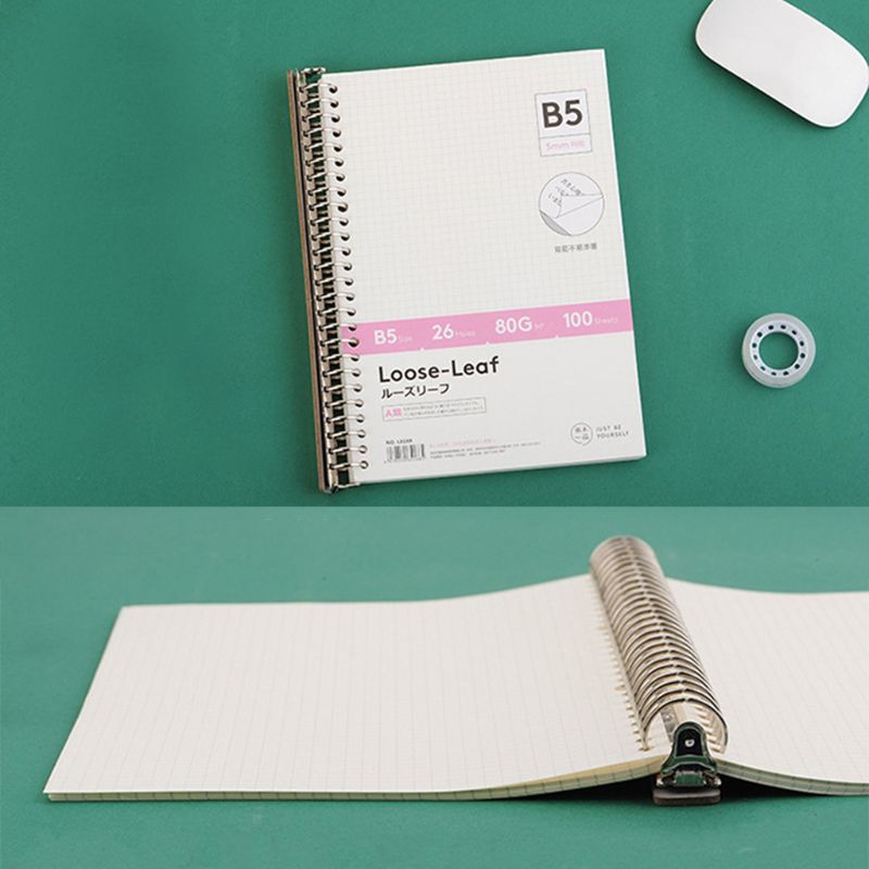 B5-Carpeta de anillas con 26 agujeros, hoja metálica suelta, Clip, anillo de bisagra, calendario, álbum de recortes DIY, círculo para 120 páginas