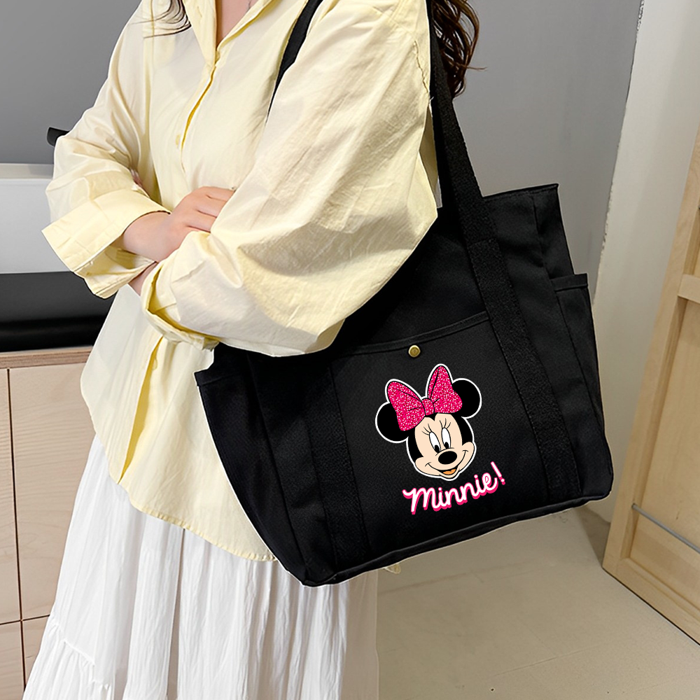 Sacs fourre-tout en toile de grande capacité Mickey Minnie Mouse, sac de transport pour le travail, tenue d'étudiant, sac de Shopping à bandoulière pour livre: Argent