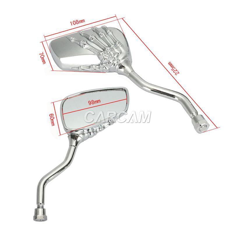 CHROME SKELETHAND UNIVERSAL SCOOTER BROMFIETS VESPA ATV MOTORFIETS SPIEGELS M8 M10