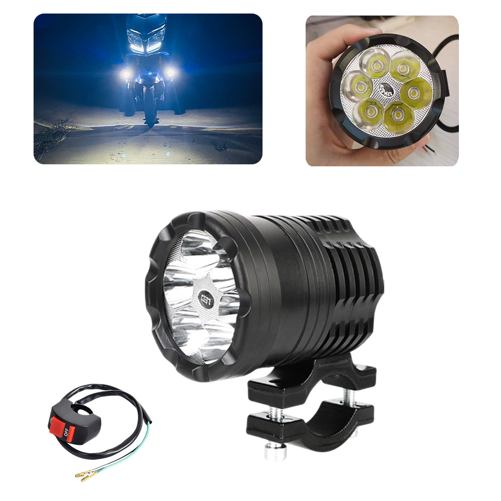 Additional Led Headlights For Motorcycle Fog Lights High/Low/Strobe Auxiliary Front Spotlights Long Range Round Flashing Lights: SKY BLUE