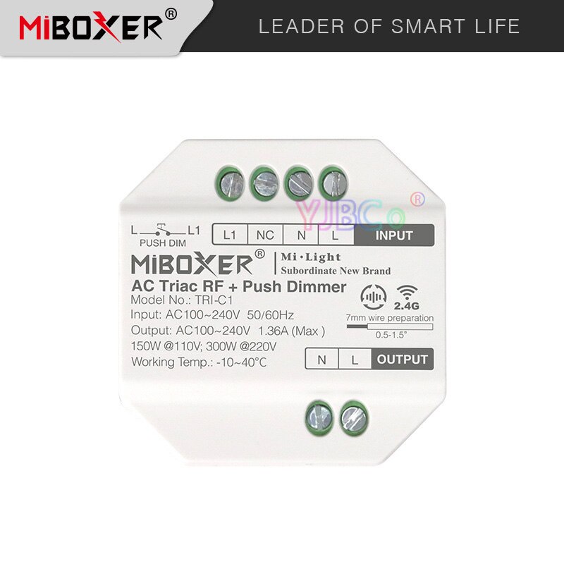 Miboxer Led Triac Rf Push Dimmer AC110V 220V TRI-C1 2.4Ghz Draadloze Afstandsbediening Voor Lamp Licht Lamp