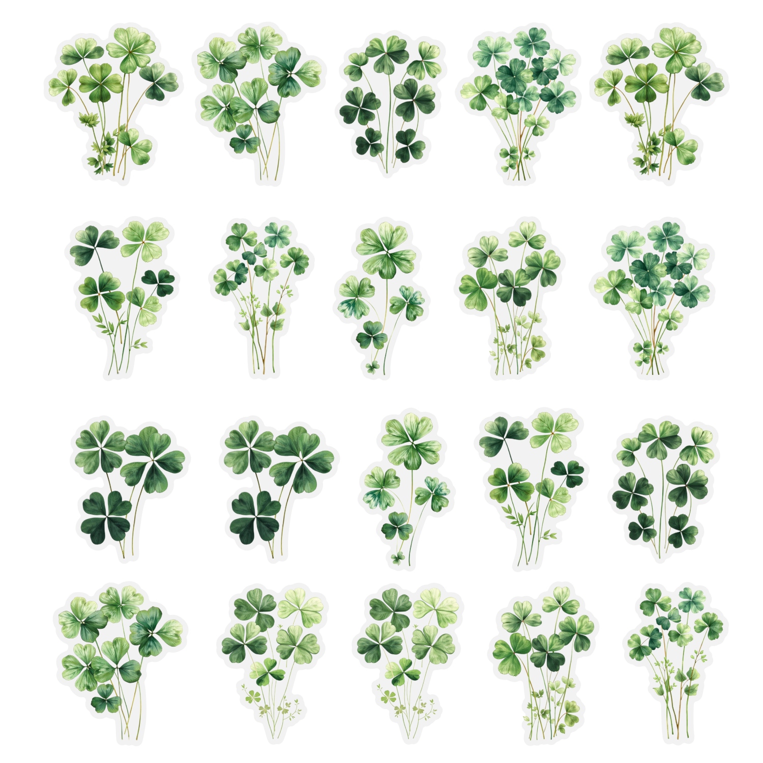 20 Stück PET Botanical Leaf Aufkleber Junk Journaling Aufkleber DIY Scrapbooking Zubehör, selbstklebend für Tagebücher Scrapbooking: hellgrün