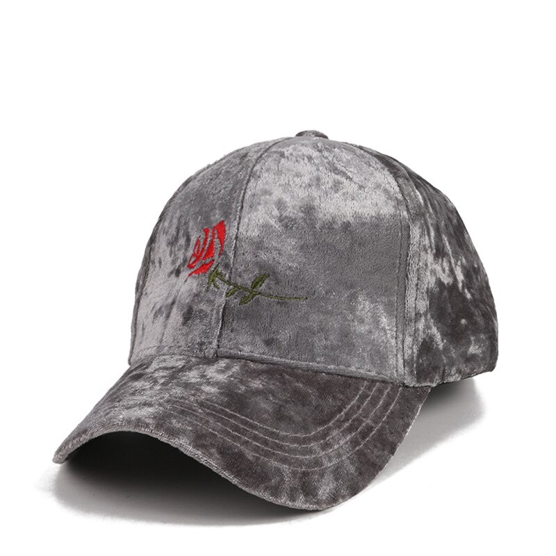 Sammet keps kvinna ros broderade keps casual utomhus snapback kepsar: Färg 2