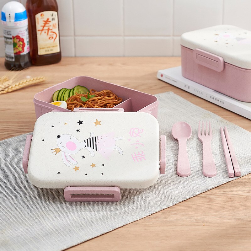 Leuke Cartoon Lunch Box Magnetron Servies Voedsel Opslag Container Kinderen Kids School Office Draagbare Bento Box