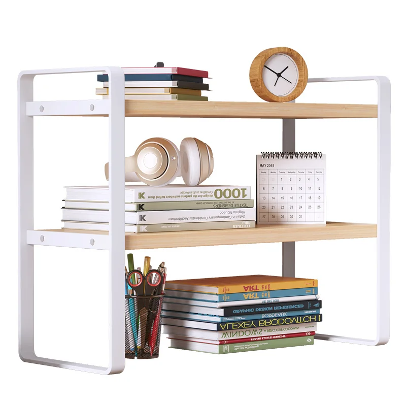 Shelf Desktop Storage Bookshelf Student Document Shelf Computer Racks Tiered Cabinet Office Accessories Stationery Holder