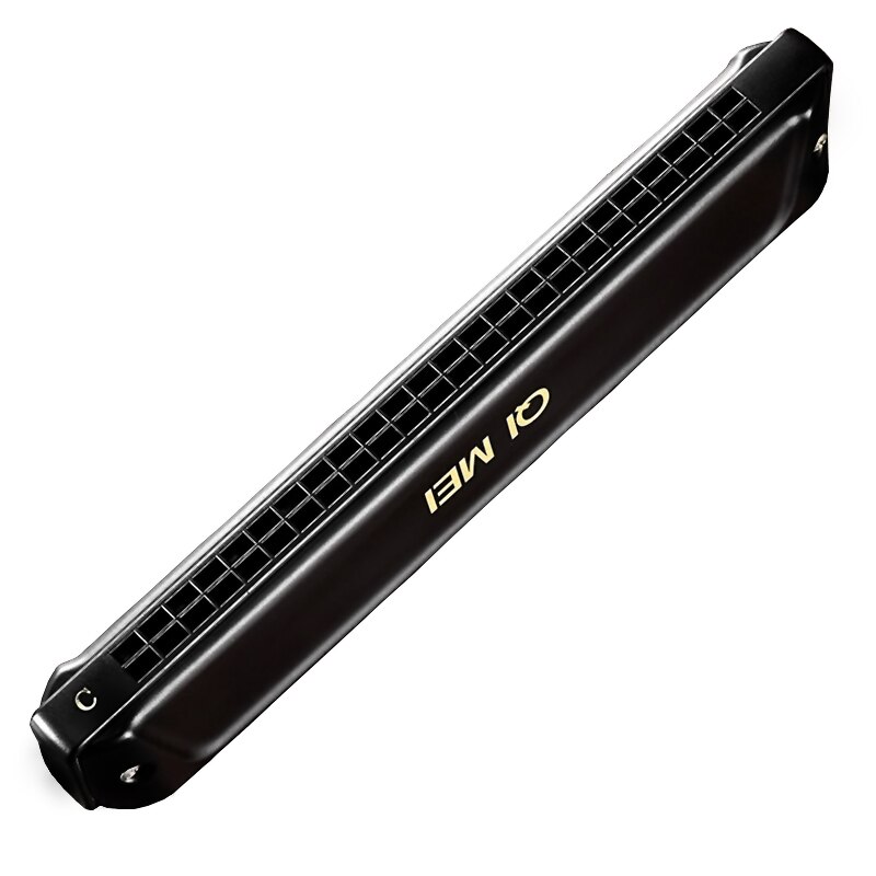 QI MEI Tremolo Harmonica 24 Holes Accent 28 Harp Mouth Organ Musical Instruments Key C Black Colour ABS Comb Brass