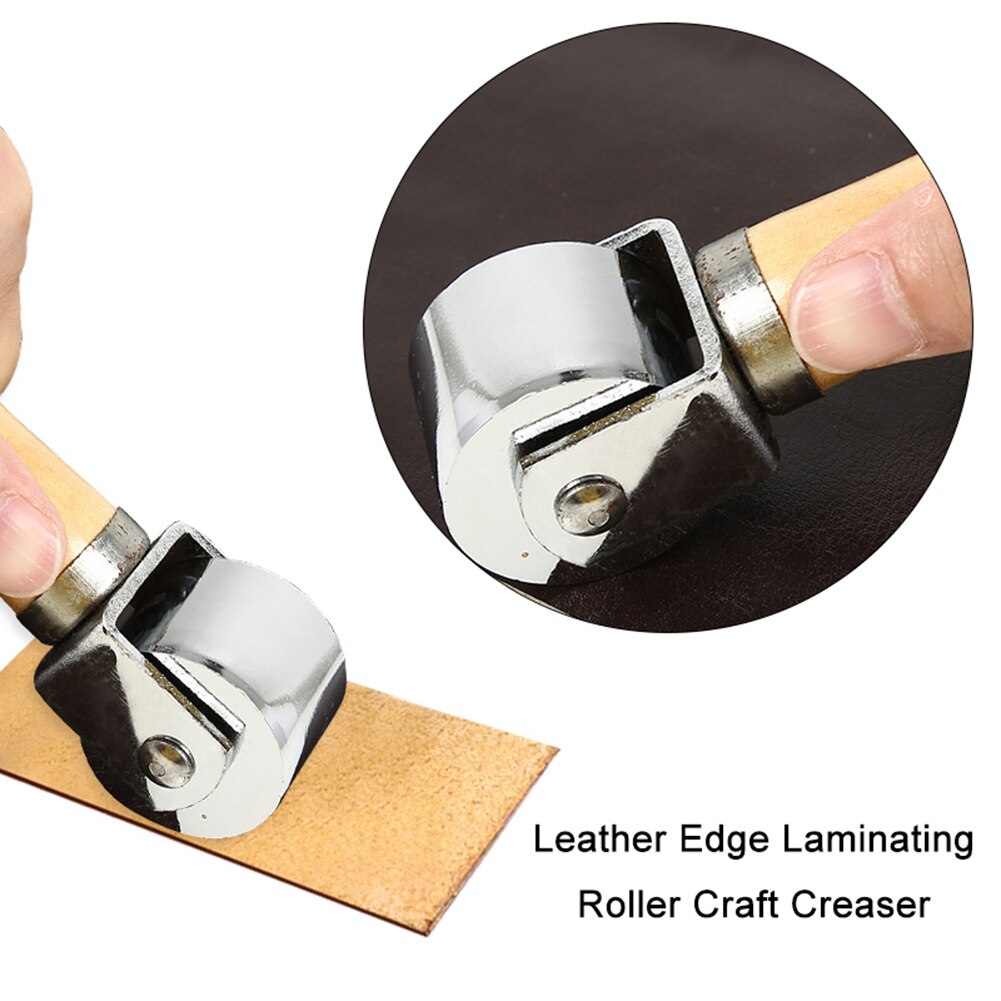 Leather Glue Edges Laminating Roller Craft Leather GlCraft Roller DIY Handmade Crease Tool Leather Press Edge Rolle Wood Handle