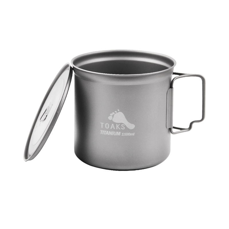 TOAKS 1100ml Titanium Pot Outdoor Camping Ultralight Titanium Cup with Cover POT-1100 with Mesh bag