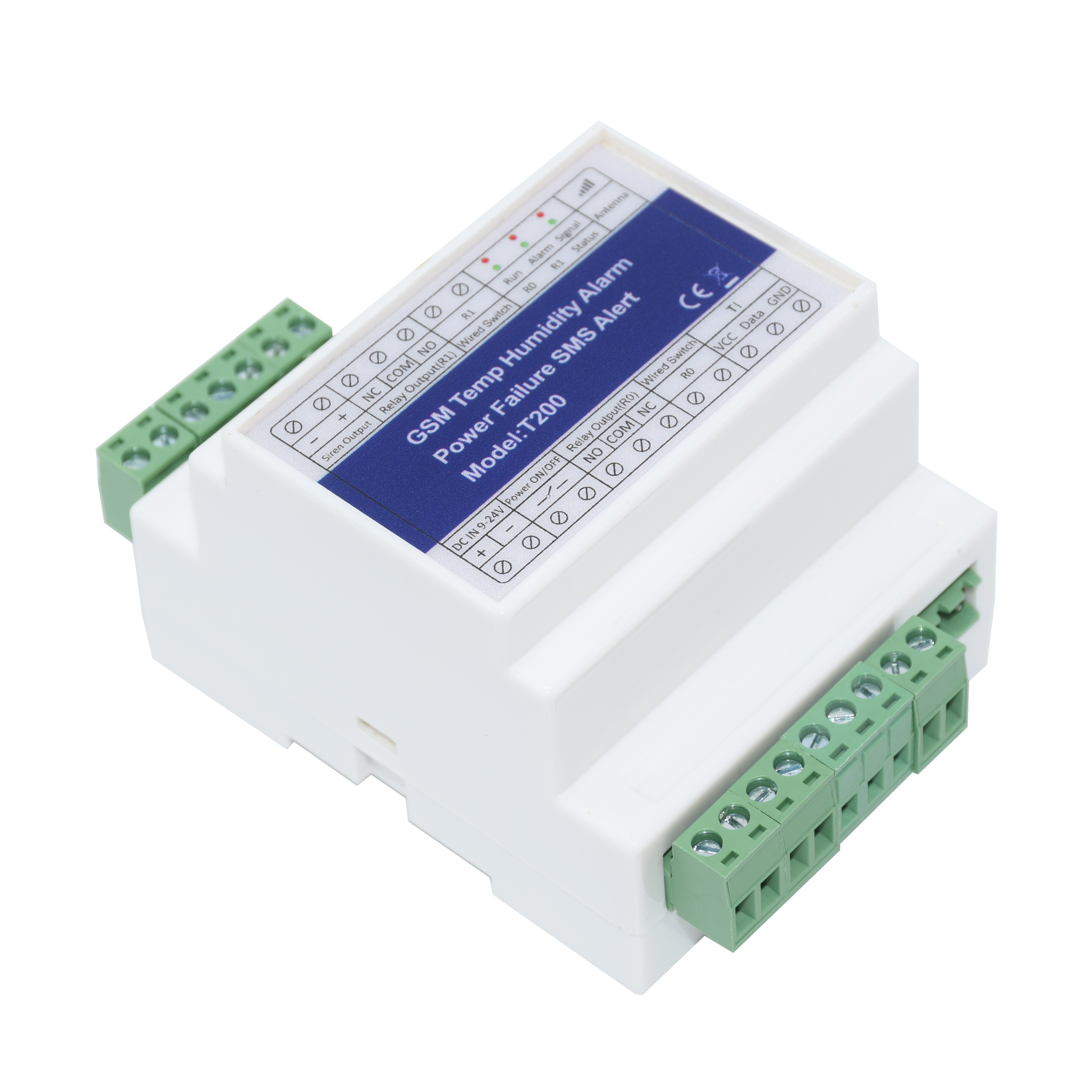 DIN-rail GSM 4G SMS Remote Control Temperature Humidity Status Monitor Alarm With 2 Relay Output Power Failure Alarm Reminder