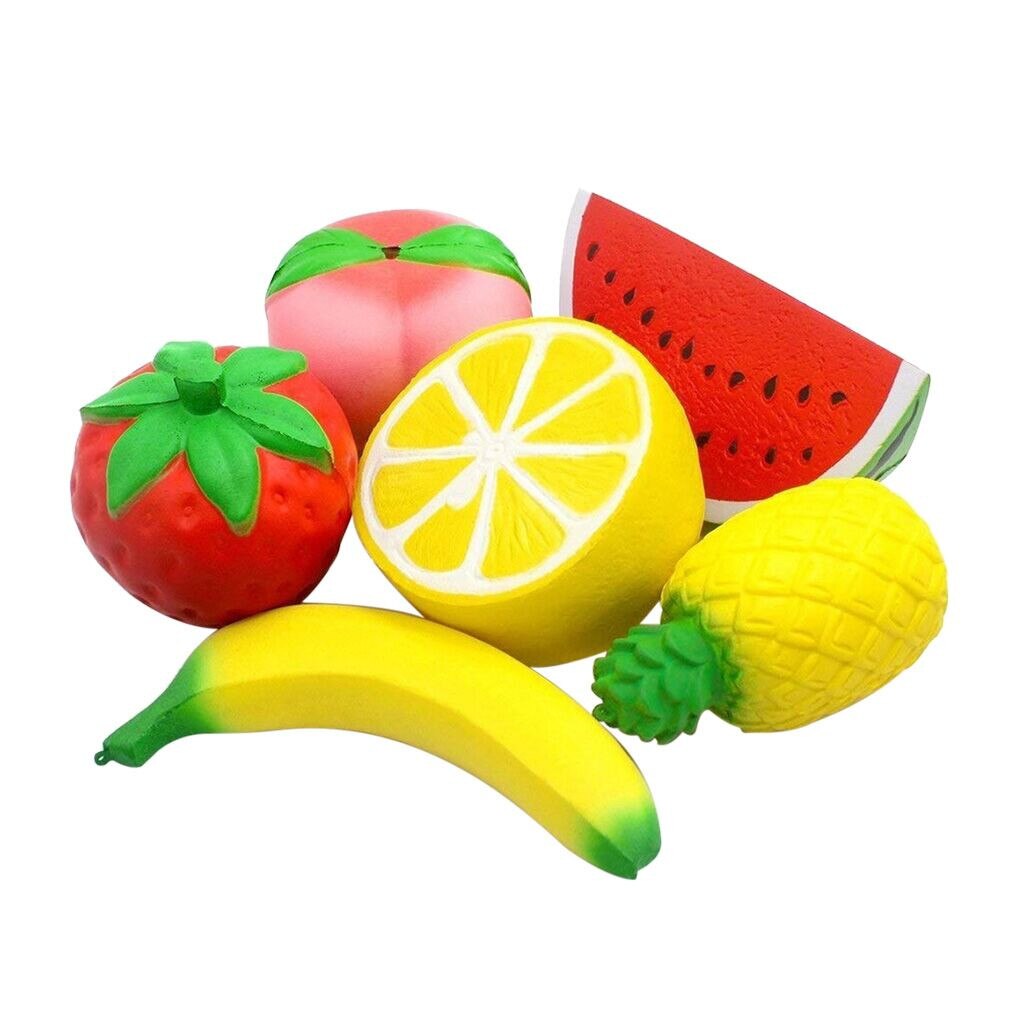 6pcs Simulation Fruit Set Foam Decompression Vent Toy: Default Title