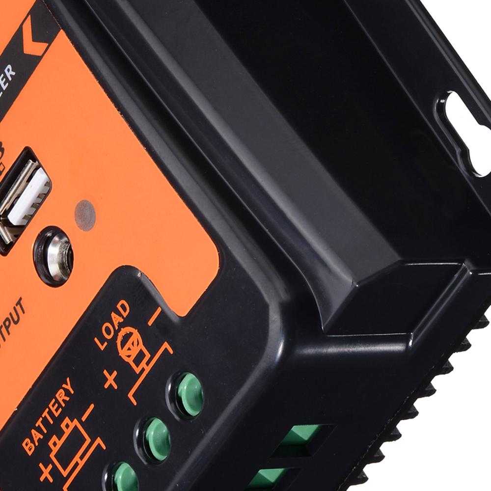 50A MPPT Solar Charge Controller 12V 24V Dual USB Solar Regulator with Big LCD IP32 PV Battery Controller Load Timer