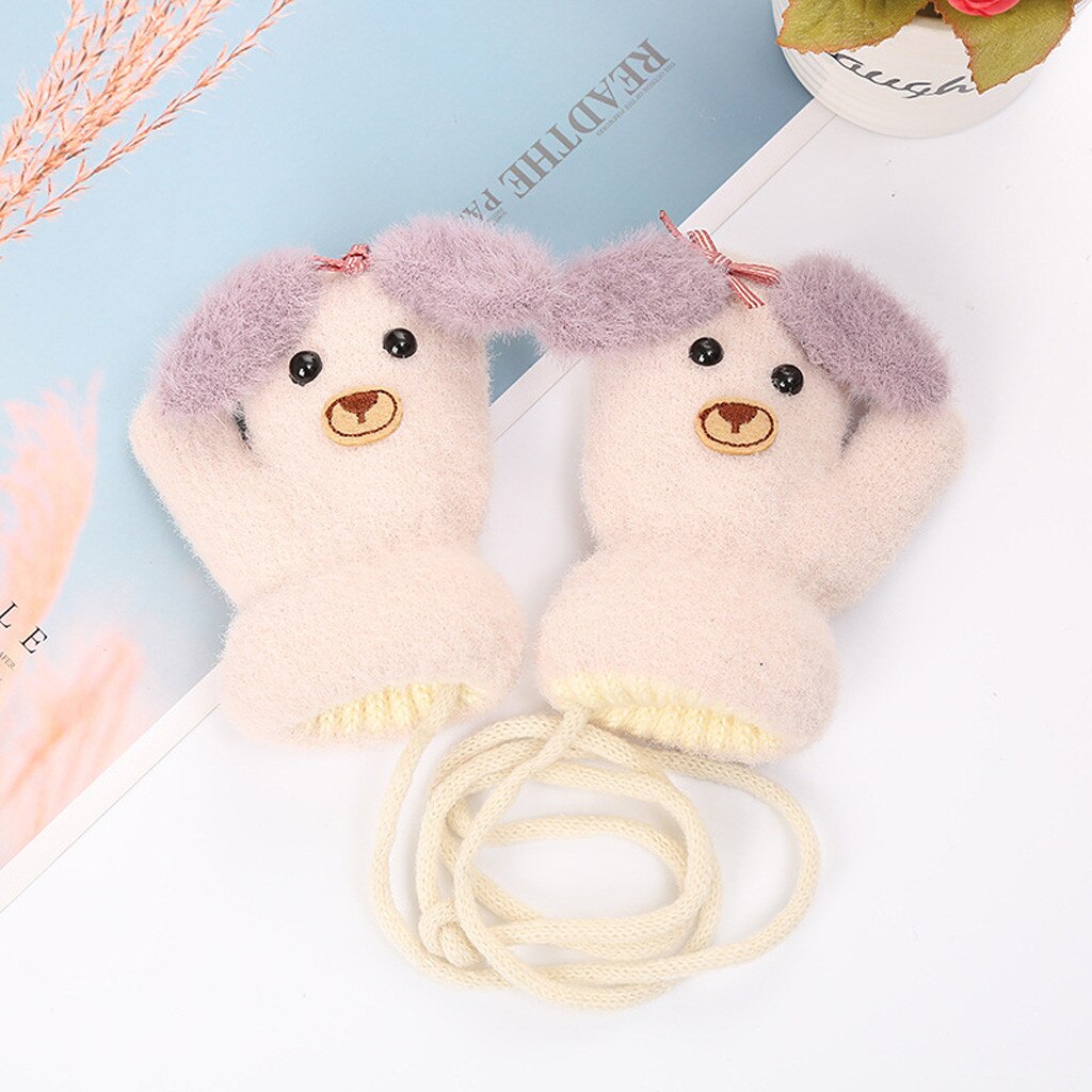 Inverno animali bambini guanti bambini bambini ragazzi ragazze inverno simpatico cartone animato animale caldo maglia guanti spessi Детские Варежки