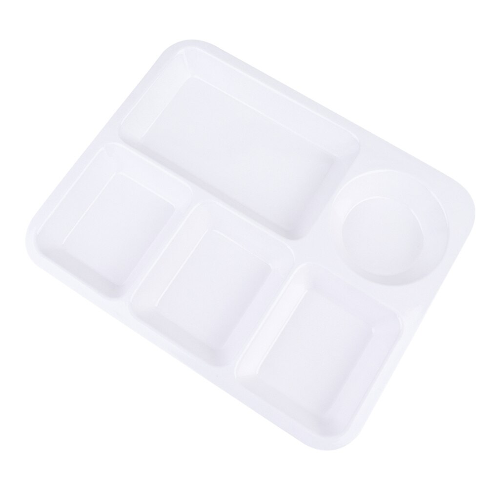 Plastic Separating Dish Divided Compartments Plate Anti-fall Rice Tray Practical Tableware for Home (White)