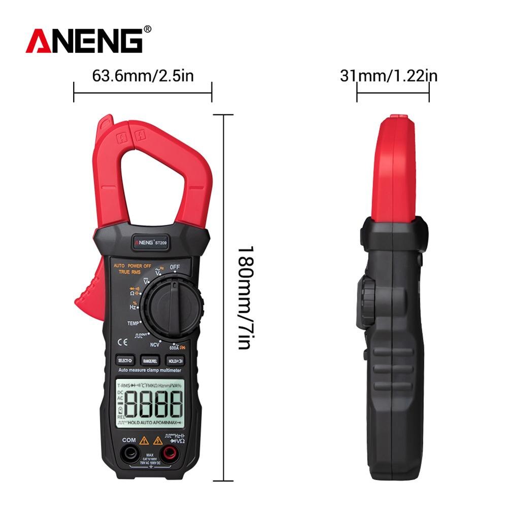 Digital Clamp Meter LCD Backlight Liquid Crystal Display AC/DC Voltage Current Tester Ammeter Voltmeter Electrical Instruments: Red