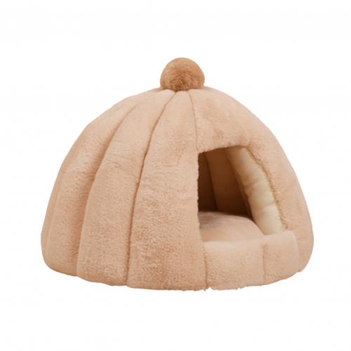 Mittlere Haustier Haus Hund Katze Höhle Warme Hund Nest Runde Zwinger halb-geschlossen Katze Schlaf Winter matt kleine mittlere Hunde Haustier Nest: khaki