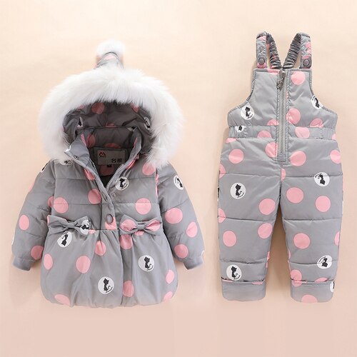 2019 novo inverno crianças conjuntos de roupas para meninas quente parka para baixo jaqueta para roupas da menina do bebê crianças casaco de neve wear criança terno: Cinza / 80cm