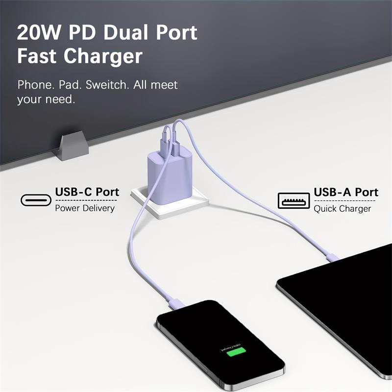 Xiaomi Mijia Macaron multicolore PD20W charge Super rapide chargeur double Port pour iPhone Huawei Phablet tête de charge de téléphone