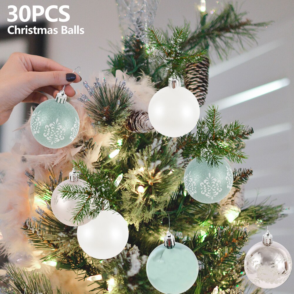 30 Stks/set Kerstballen Glitter Kerstboom Speelgoed Decoraties Bal Kerstboom Ornamenten Opknoping Kerstversiering
