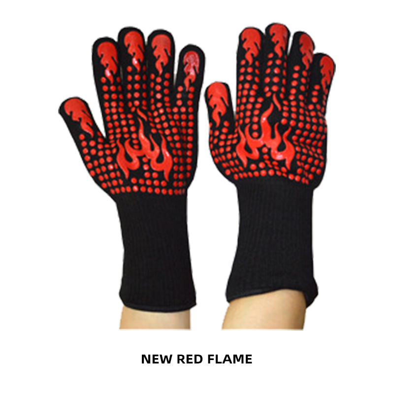 Gants multifonctions pour four à micro-ondes, maniques à poignée pour barbecue, résistant à la chaleur, ignifuge, pour la cuisson, outil de cuisine: 2pcs red flame