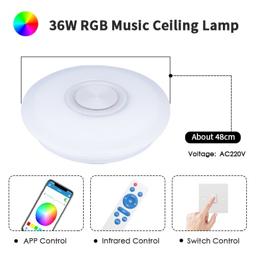 LED Ceiling Light Bluetooth RGB Smart Music Dimmable Lamp AC 220V 240V Living Room Home Decor Party 36W 40W APP Remote Control