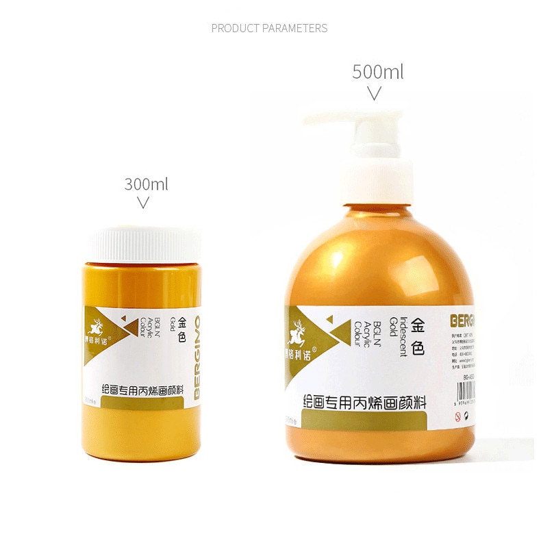 300ml/500ml guld sølv akryl maling vandtæt akvarel maling til statuer farvning diy håndmalet graffiti metallic maling