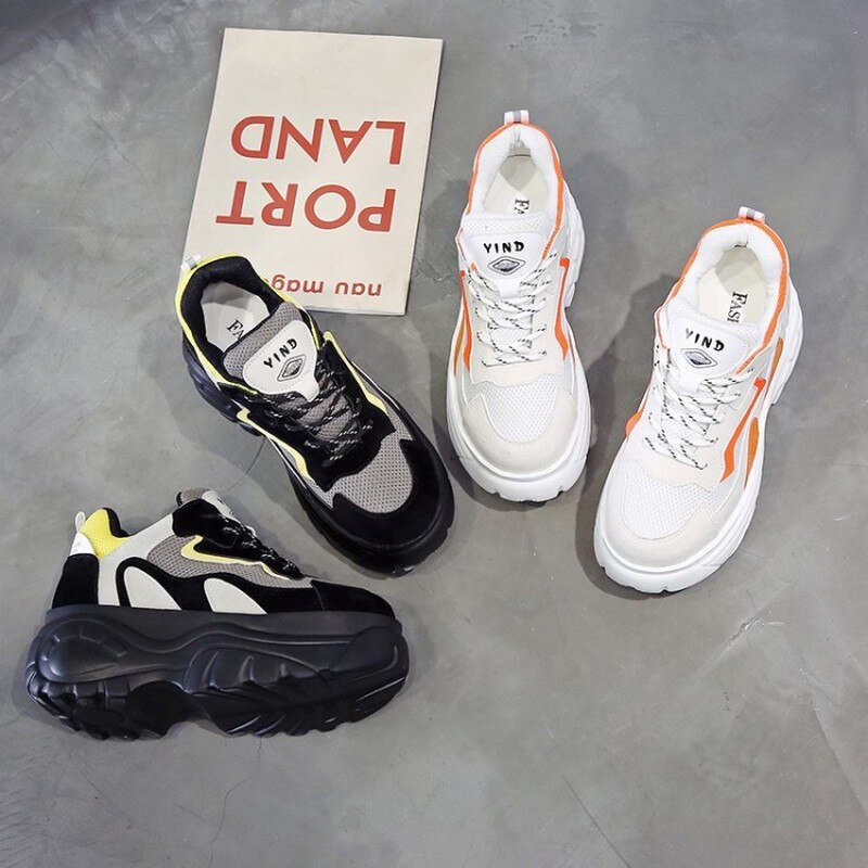 Kvinnor skor platå sneakers höga dolda klackar skor hiss wedges skor kvinnliga sneakers dam promenadskor  e15-20