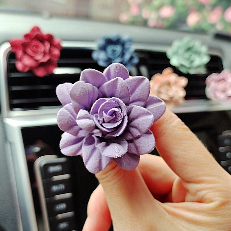Rose Flower Car Accesories Interior Flowers Car Air Freshener Aromatherapy Air Vent Clip Cute Rose Auto Perfume Decoration