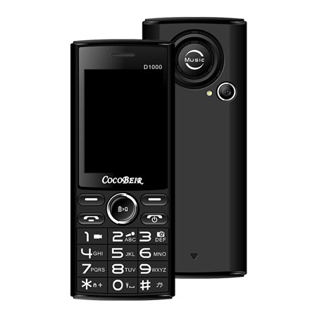 Powerbank 4300 mah mobiele telefoon 2.4 inch dual sim mobiele telefoon snelkeuze mobiele zaklamp  mp3 fm radio  d1000 russische taal: Voeg 8gb tf-kaarten toe / Zwart