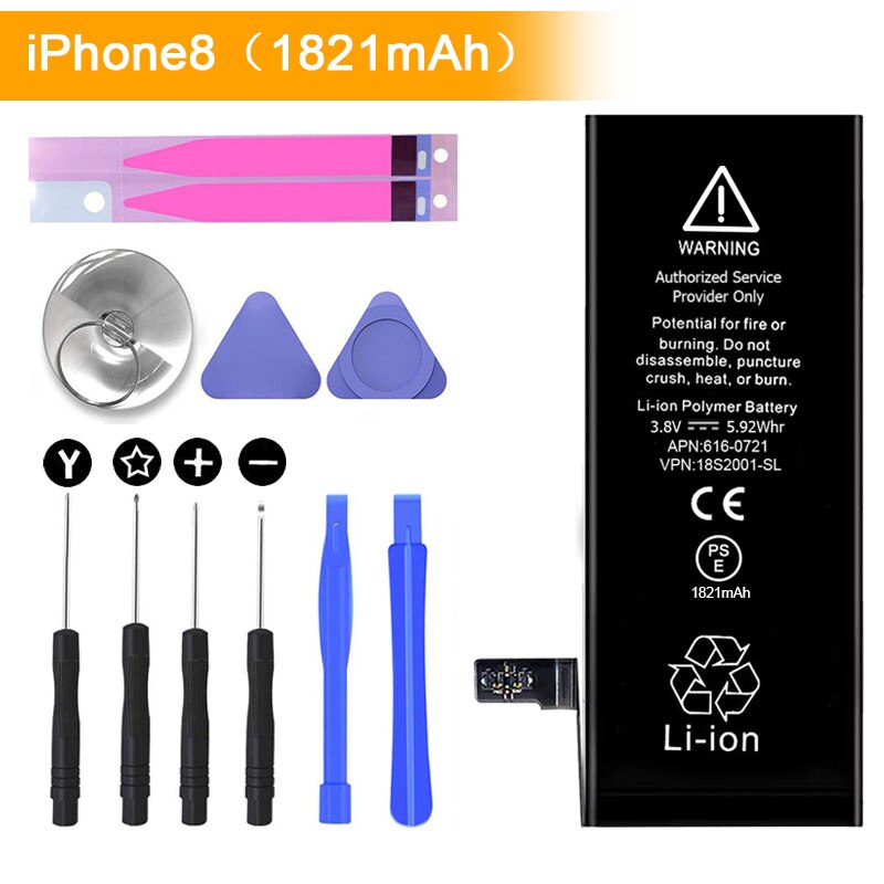 Neue DIY Telefon Reparatur Tools Kit Ersatz Batterie Adhesive Aufkleber Schraubendreher für iPhone 4 4S 5 5C 5S 6 6S 7 7Plus 8 X: For 1821mAh