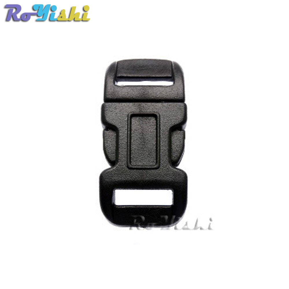 100 stks/pak 1/2 "(11mm) Voorgevormd/Gebogen Side Release Plastic Gespen Paracord Armband: Black