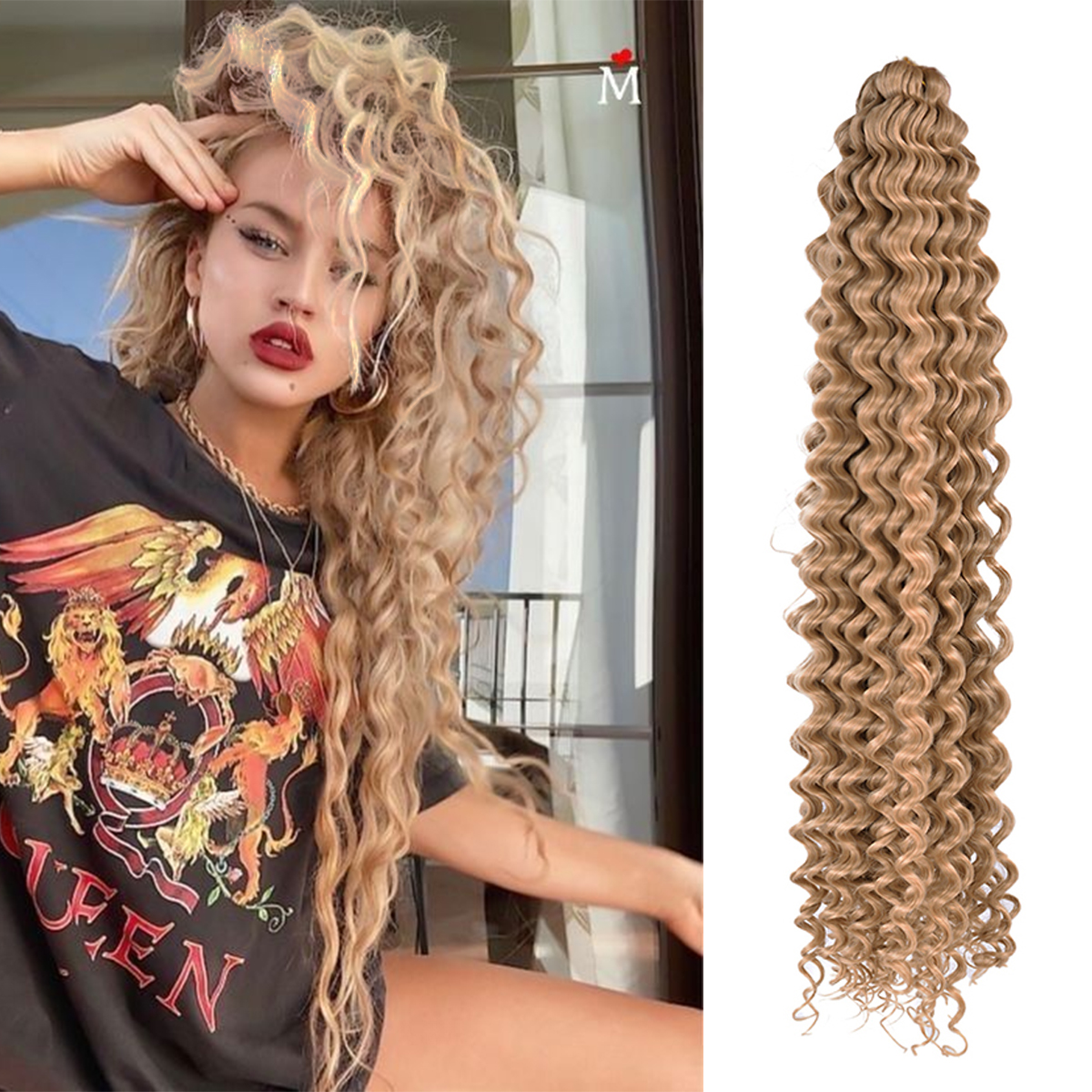 Diep golfhaar Watergolf Twist Gehaakt haar Synthetische gehaakte vlechten Ombre Blonde Afro-krullen Diepe golfvlechthaarverlenging: T1B/613 / 22 inch