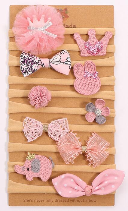 Accesorios adorables para el cabello para niñas, horquillas, lazos de flor para pelo para niñas, diademas, 10 unidades/lote: Color 1