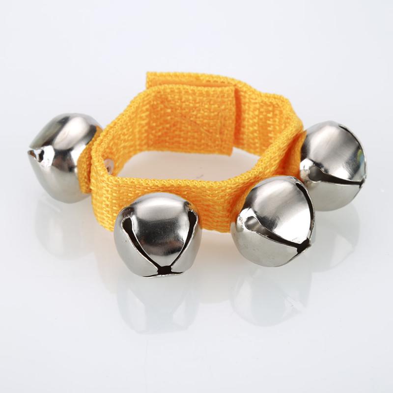 Metal Jingle Bells Bracelet Wrist Tambourine Nylon Fastener Tape Percussion Musical Toy For KTV Party Kids Games Newest