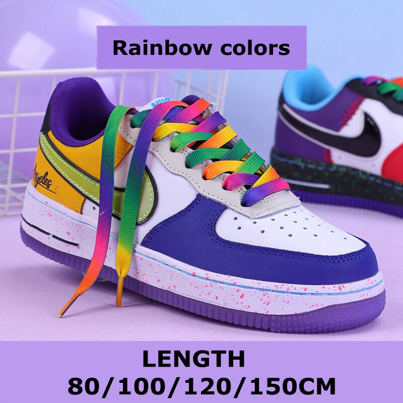 Modische flache Schnürsenkel, Regenbogen-Schnürsenkel für Sneaker, lässige Segeltuch-Schnürsenkel, Schuhzubehör, bunter Druck, Farbverlaufs-Schnürsenkel: verrotten / 80cm